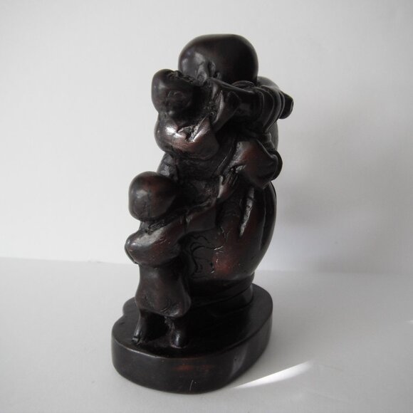 Vintage Asian Wise Man Figurine Heavy Red Resin Cast Carved Miniature 5.1/4" - Picture 4 of 9